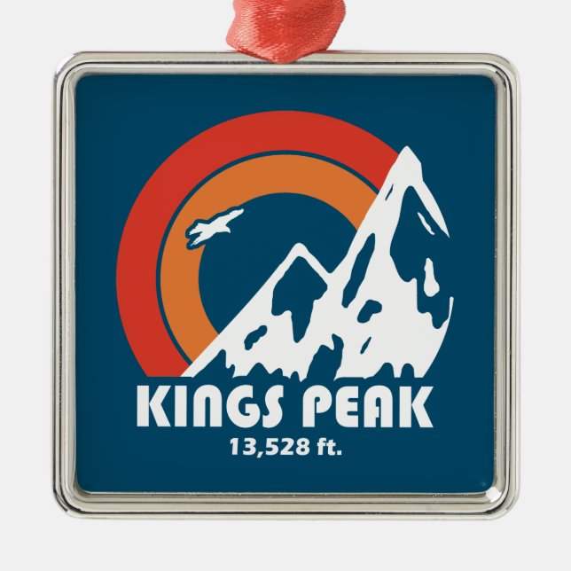Ornement Carré Argenté Kings Peak Utah Sun Eagle (Devant)