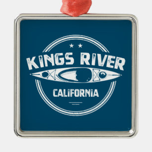 Ornement Carré Argenté Kings River Californie Kayak