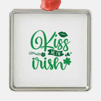 Ornement Carré Argenté Kiss Me i Am Irish