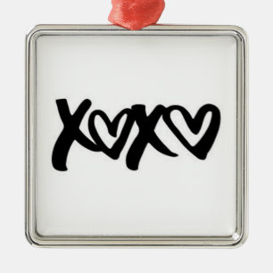 ORNEMENT CARRÉ ARGENTÉ ***KISSES AND HUGS*** CHRISTMAS LOVE ORNAMENT