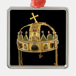 Ornement Carré Argenté La couronne sainte de la Hongrie, 11ème-12ème