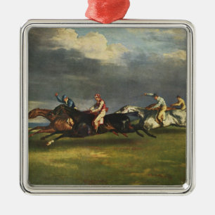 Ornement Carré Argenté La course Epsom Derby Horse