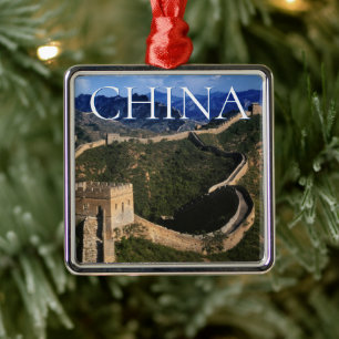 Ornement Carré Argenté La Grande Muraille   Jinshanling, Chine