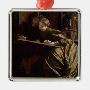 Ornement Carré Argenté La lune de miel du peintre (par Frederic Leighton)