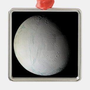 Ornement Carré Argenté La lune Enceladus 3 de Saturn