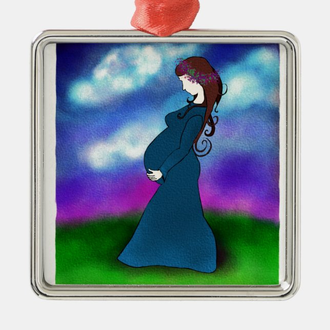 Ornement Carré Argenté La "patience " (Devant)