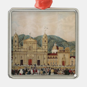 Ornement Carré Argenté La plaza de Bolivar, Bogota, 1837