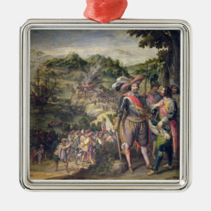 Ornement Carré Argenté La reconquête de St Kitts, 1629