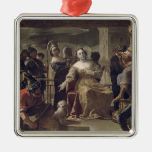 Ornement Carré Argenté La reine de Sheba avant Solomon