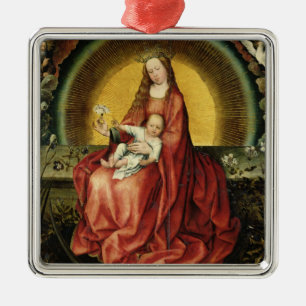 Ornement Carré Argenté La Vierge et l'enfant 2