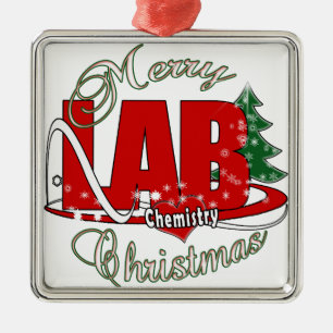 ORNEMENT CARRÉ ARGENTÉ LAB CHIMIE NOËL