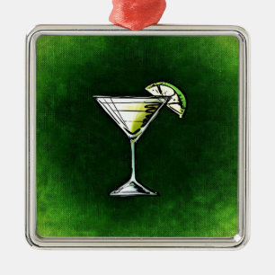 Ornement Carré Argenté L'absinthe au cocktail vert