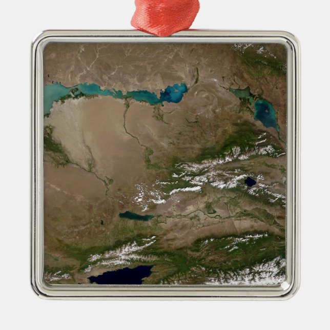 Ornement Carré Argenté Lac Balkhash dans l'est du Kazakhstan (Devant)