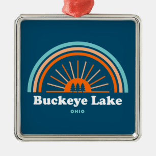 Ornement Carré Argenté Lac Buckeye Ohio Arc-en-ciel