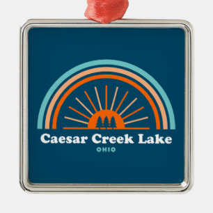 Ornement Carré Argenté Lac Caesar Creek Ohio Rainbow