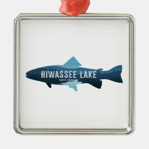 Ornement Carré Argenté Lac Hiwassee Caroline du Nord Poisson