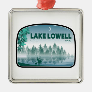 Ornement Carré Argenté Lac Lowell Idaho Deer