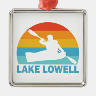 Ornement Carré Argenté Lac Lowell Idaho Kayak