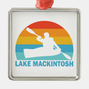 Ornement Carré Argenté Lac Mackintosh Caroline du Nord Kayak