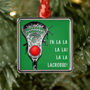 Ornement Carré Argenté Lacrosse Christmas Cheval