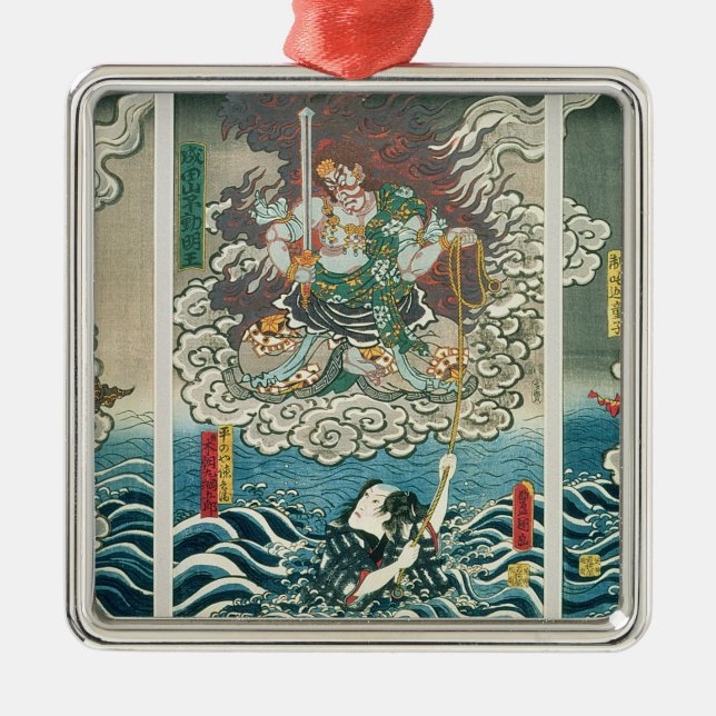 Ornement Carré Argenté L'acteur Ichikawa Ebizo V comme divinité Fudo Myoo (Devant)