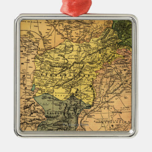 Ornement Carré Argenté L'Afghanistan et la carte environnante de pays