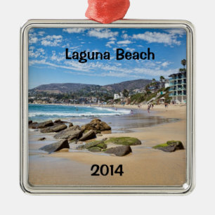 Ornement Carré Argenté Laguna Beach Holiday