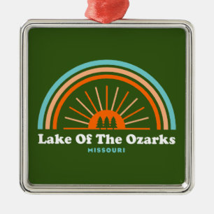 Ornement Carré Argenté Lake Of The Ozarks Missouri Rainbow
