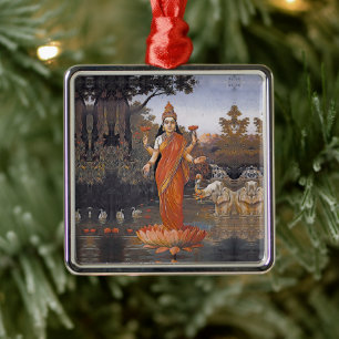 Ornement Carré Argenté LAKSHMI goddess - even large images -