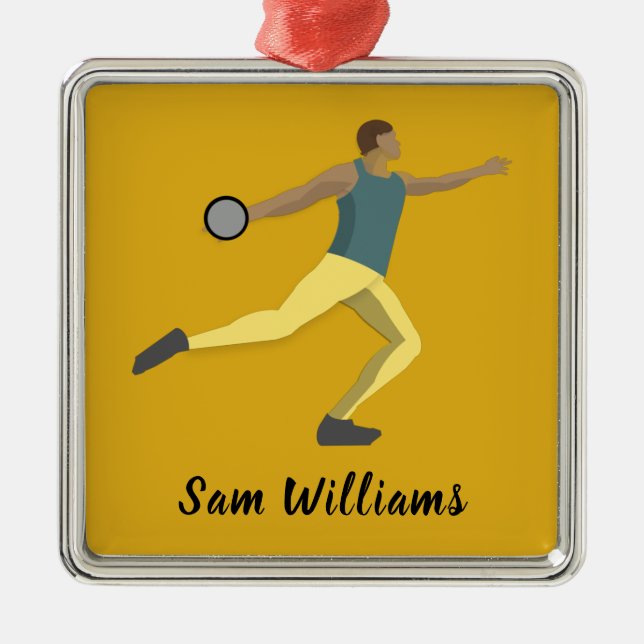 Ornement Carré Argenté Lancement de Discus (Devant)