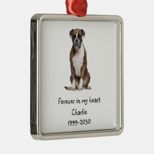 Ornement Carré Argenté Landscape Size Photo Memorial Keepsake Pet Dog  