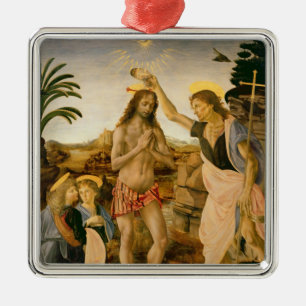 Ornement Carré Argenté Le baptême du Christ par Jean-Baptist