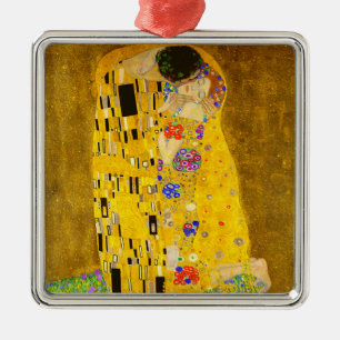 Ornement Carré Argenté Le célèbre tableau de Gustav Klimt, The Kiss.
