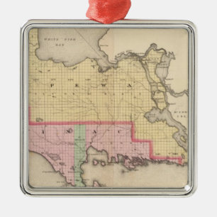 Ornement Carré Argenté Le comté de Chippewa le comté de Mackinac Michig