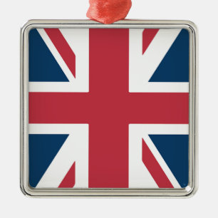 Ornement Carré Argenté Le drapeau britannique Union Jack