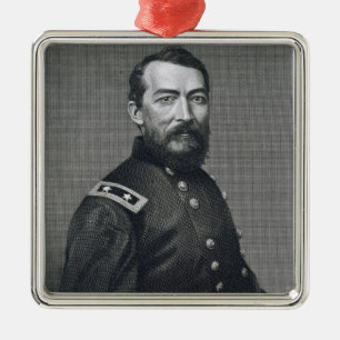 Ornement Carré Argenté Le Général Philip Sheridan, gravé d'un photogra