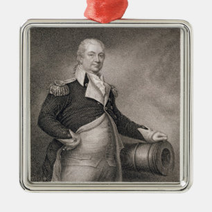 Ornement Carré Argenté Le Général principal Henry Knox (1750-1806) gravé