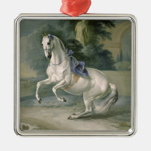 Ornement Carré Argenté Le levade "Leal" blanc d'en d'étalon, 1721