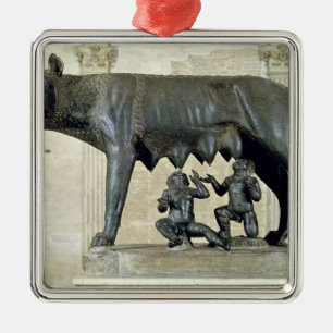 Ornement Carré Argenté Le -Loup de Capitoline