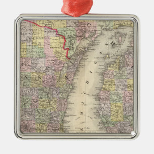 Ornement Carré Argenté Le Michigan, le Wisconsin