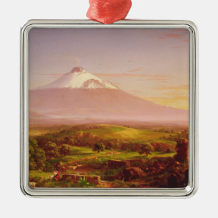 Ornement Carré Argenté Le mont Etna