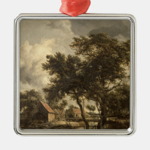 Ornement Carré Argenté Le moulin à eau, c.1660