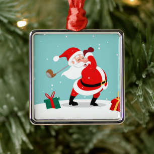Ornement Carré Argenté Le Père Noël