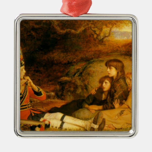 Ornement Carré Argenté Le Piper (par John Everett Millais) (Devant)