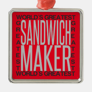 Ornement Carré Argenté Le plus grand sandwich du monde