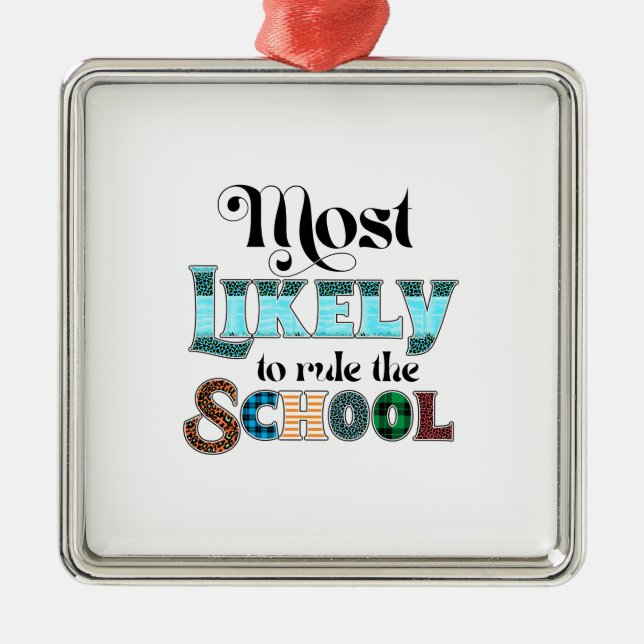 Ornement Carré Argenté Le Plus Probable À Diriger L'École (Devant)