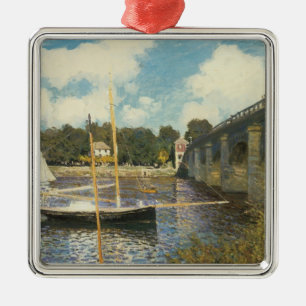 Ornement Carré Argenté Le pont routier d'Argenteuil par Claude Monet