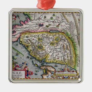 Ornement Carré Argenté Le premier atlas occidental Chine   1584
