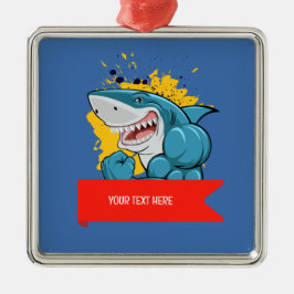 ORNEMENT CARRÉ ARGENTÉ LE REQUIN