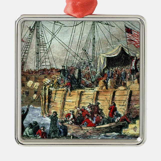 Ornement Carré Argenté Le thé de Boston, le 16 décembre 1773 (Devant)
